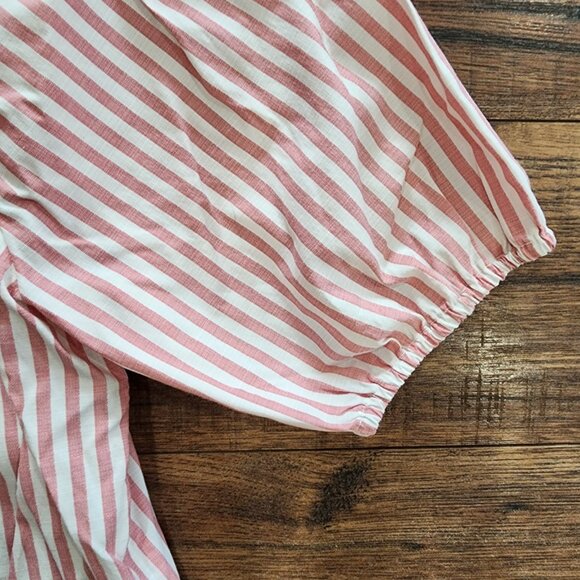 Loft Women's Striped Crew Neck Stretch Off the Shoulder Short Sleeve Top Medium - Picture 5 of 8